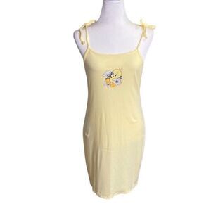 Looney Tunes Tweety Bird Yellow Ribbed Knit Tank Mini Dress Size Large NEW
